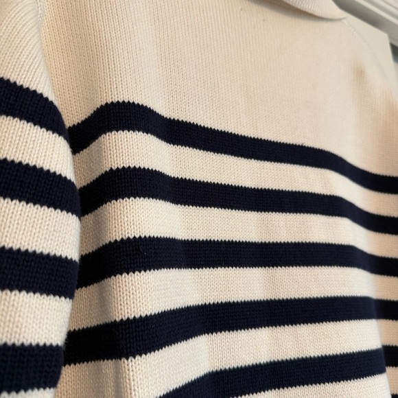 GAP 24/7 Split Hem Polo Sweater White W/Blue Stripes V Neckline W/Collar XS - Picture 10 of 10